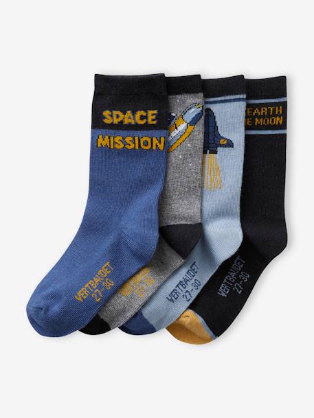 Pack de 4 pares de calcetines «espacio» para niño azul 