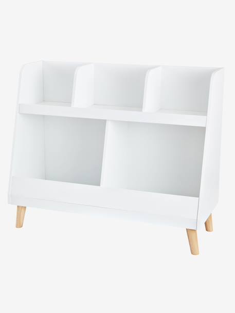 Mueble de almacenaje para libros y juguetes Blanco claro liso con adorno 