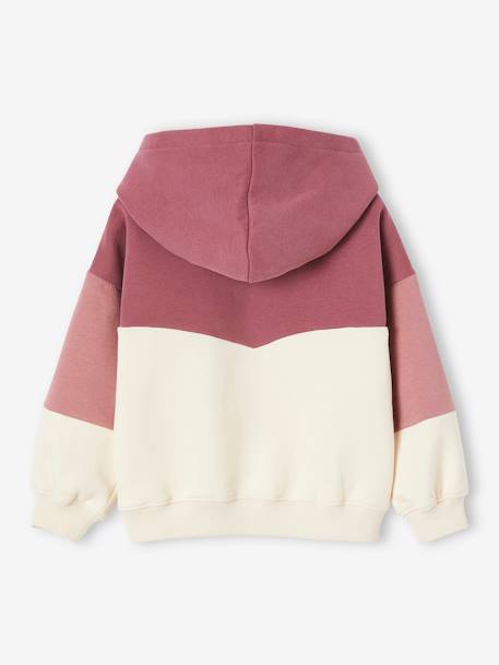 Sudadera con capucha con efecto colorblock para niña crudo+verde esmeralda 