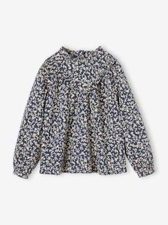 Blusa con cuello alto estampado de flores, niña