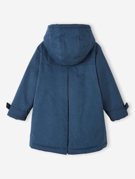 Parka chic con tacto piel de melocotón y capucha para niña azul marino+rosa palo 