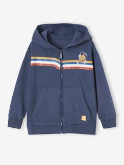 Niño-Jerséis, chaquetas de punto, sudaderas-Sudaderas-Sudadera a rayas con cremallera y capucha para niño