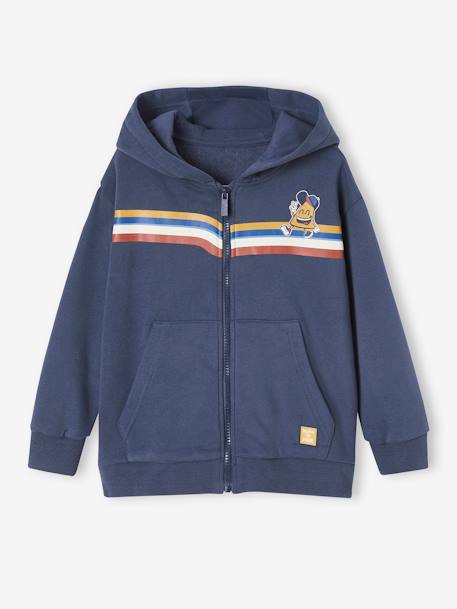 Sudadera a rayas con cremallera y capucha para niño azul oscuro 