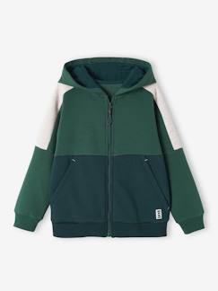 -Sudadera deportiva con cremallera y capucha efecto colorblock niño