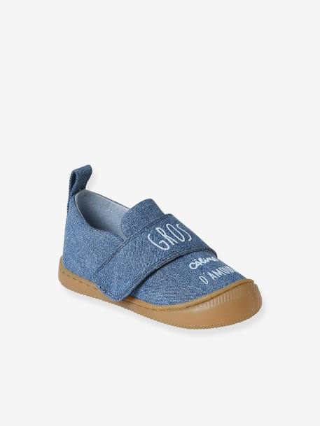 Zapatillas de lona y denim con cierre autoadherente para bebé azul estampado+azul jeans 