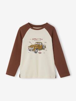 Camiseta de punto nido de abeja con manga larga raglán «coche» para niño