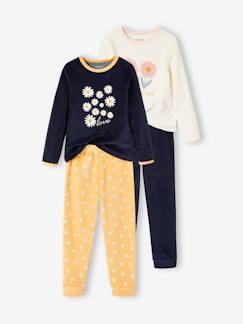 Lotes y packs-Niña-Pack de 2 pijamas de terciopelo con margaritas para niña