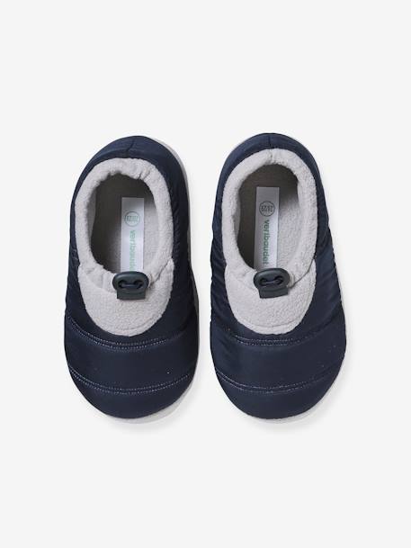 Zapatillas de casa infantiles ajustables de tela acolchada azul 