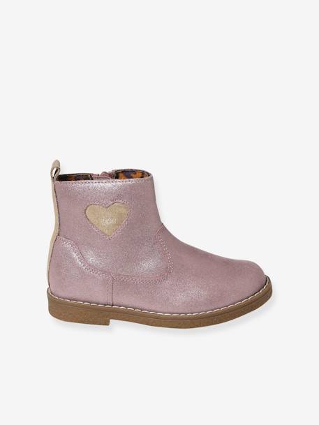 Botas de piel para niña - Colección de maternidad bronce+rosa 