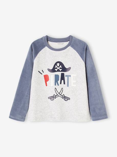 Pack de 2 pijamas de terciopelo «piratas» para niño azul grisáceo 