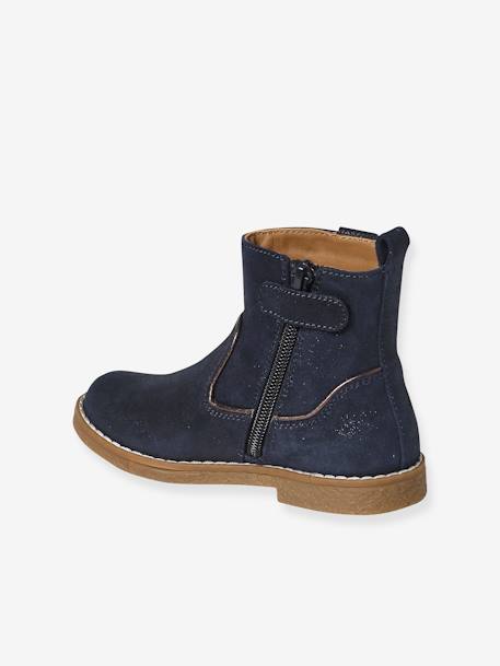 Botas de piel para niña - Colección de maternidad azul marino 