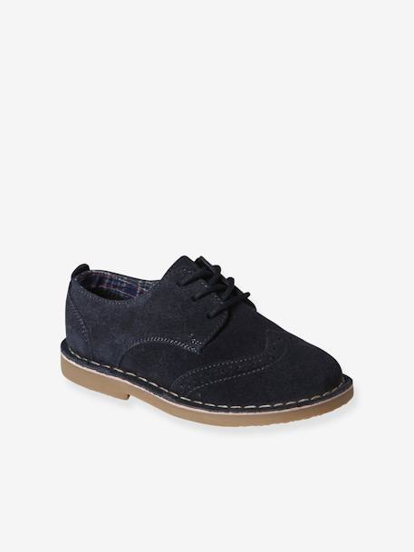 Zapatos derbies de piel infantiles con cordones azul marino 