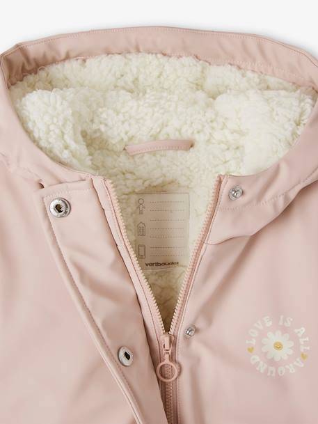 Chubasquero con forro de sherpa para niña azul marino+liquen+rosa rosa pálido 