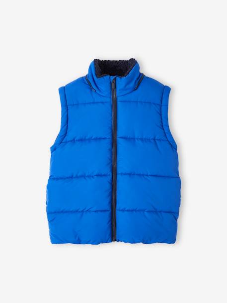 Chaqueta acolchada con capucha, mangas desmontables y forro polar para niño azul intenso 