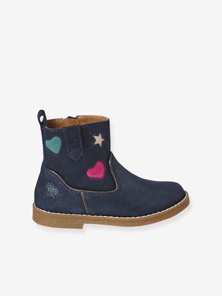 Botas de piel para niña - Colección de maternidad azul marino 