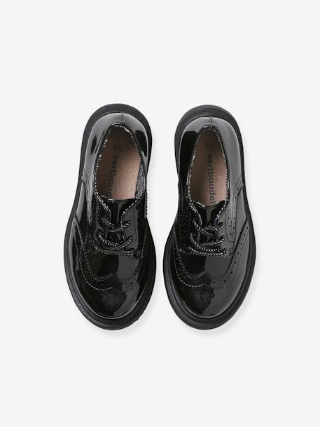 Zapatos derbies infantiles de charol con suela con muescas negro 