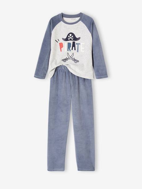 Pack de 2 pijamas de terciopelo «piratas» para niño azul grisáceo 