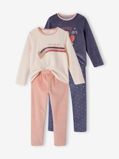 Lotes y packs-Niña-Pack de 2 pijamas «love» de terciopelo para niña