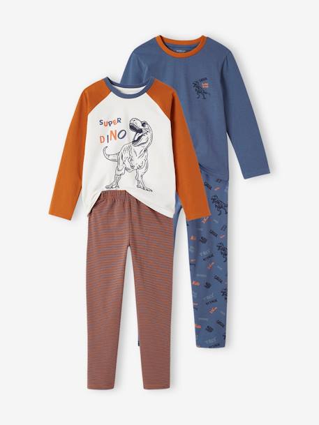 Pack de 2 pijamas «Dinosaurio» para niño azul índigo 