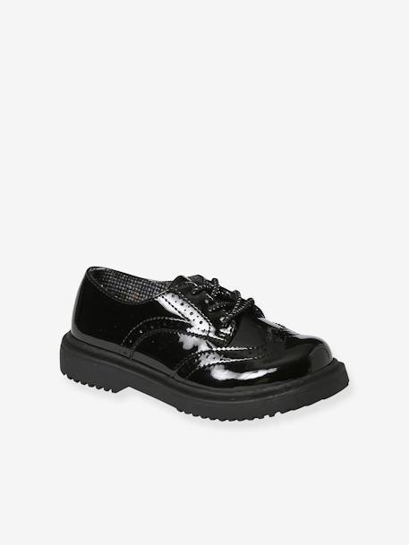 Zapatos derbies infantiles de charol con suela con muescas negro 