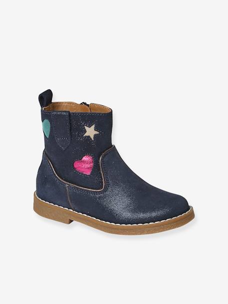 Botas de piel para niña - Colección de maternidad azul marino 