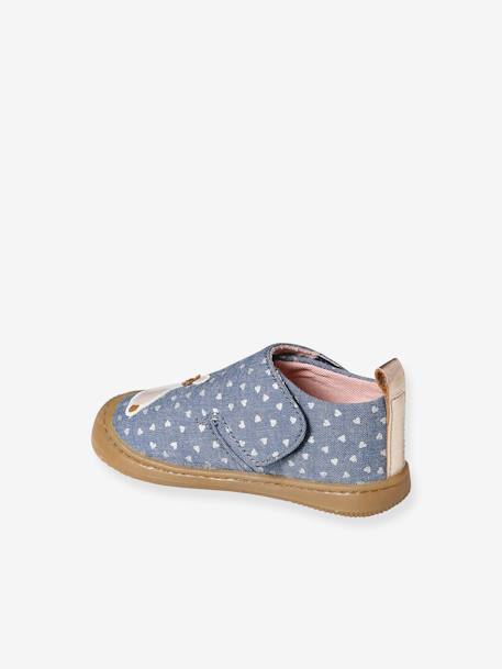 Zapatillas de lona con cierre autoadherente y estampado para bebé azul chambray+blanco estampado 