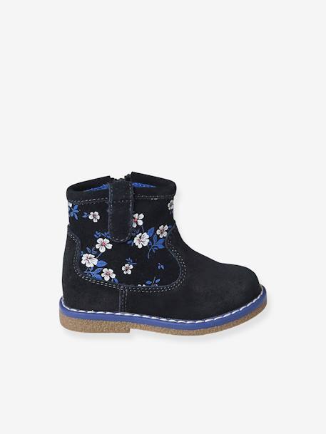 Botas de piel con cremallera y estampado para bebé azul estampado 