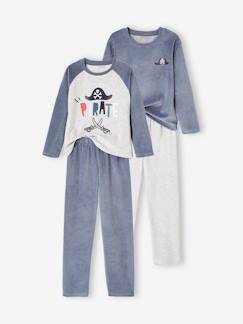 Pack de 2 pijamas Fútbol Americano, niño - azul oscuro liso con motivos