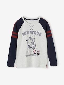 Camiseta de manga larga raglán con motivo de perro y decoración para niño