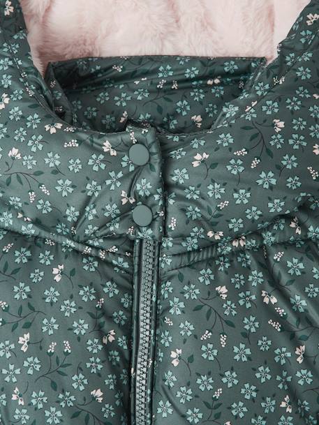 Chaqueta acolchada con estampado y capucha con forro polar para niña marrón estampado+verde estampado 