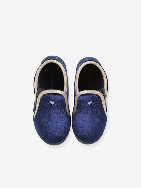 Zapatillas de tejido aterciopelado con cremallera para bebé azul 