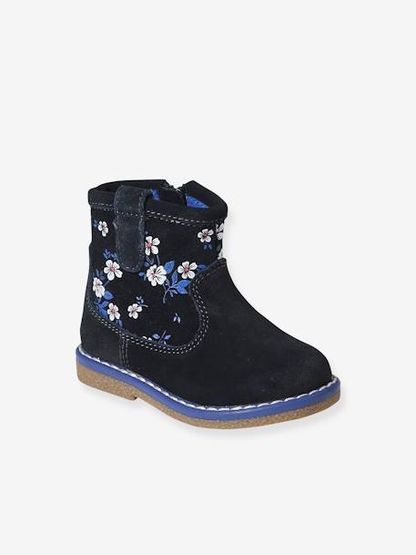 Botas de piel con cremallera y estampado para bebé azul estampado 