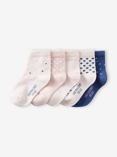 Pack de 5 pares de calcetines fantasía para bebé niña rosa rosa pálido 