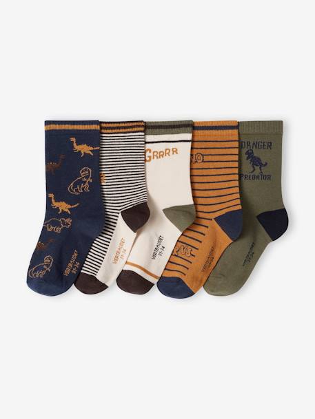 Pack de 5 pares de calcetines «dino» para niño nuez de pacana 