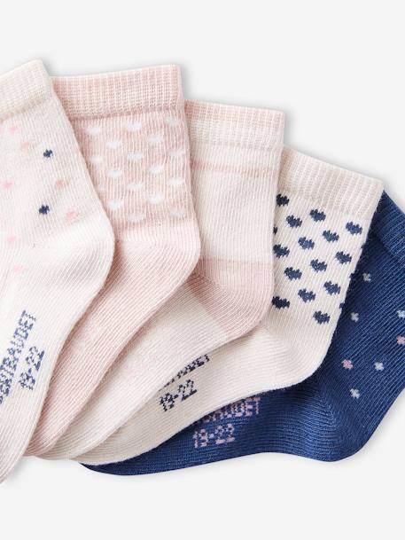 Pack de 5 pares de calcetines fantasía para bebé niña rosa rosa pálido 