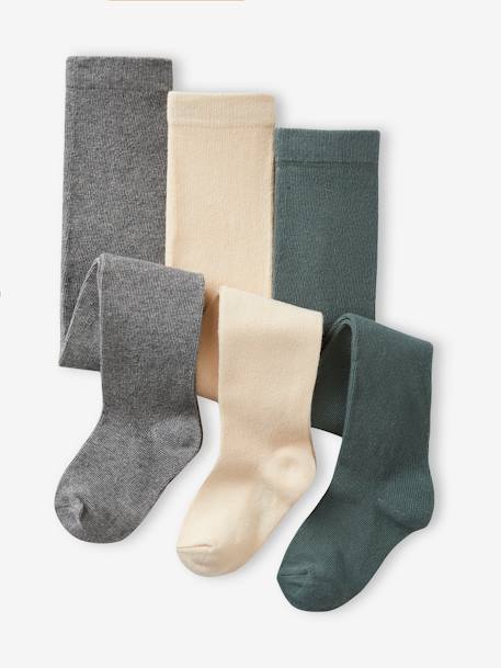 Bebé-Calcetines, leotardos-Pack de 3 leotardos para bebé