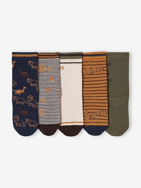Pack de 5 pares de calcetines «dino» para niño nuez de pacana 