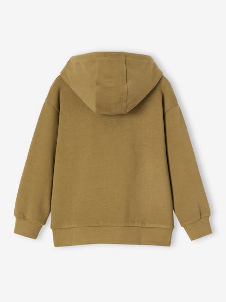 Sudadera con capucha alta y decoración para niño aceituna 