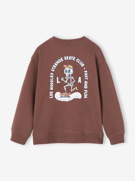 Sudadera con divertido dibujo detrás para niño azul petróleo+chocolate 