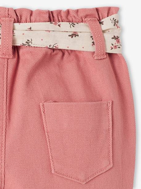 Pantalón con cinturón de tejido, para bebé rosa viejo+VERDE MEDIO LISO 