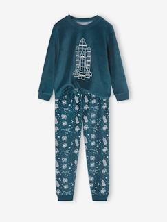 -Pijama de terciopelo con cohete fosforescente para niño