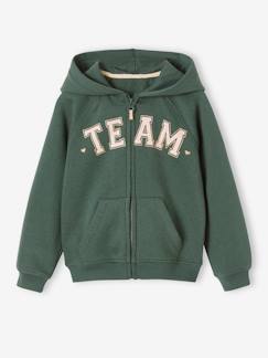 Niña-Jerséis, chaquetas de punto, sudaderas-Sudadera deportiva con cremallera y capucha con motivo «Team» para niña