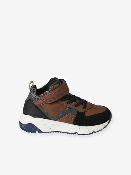 Zapatillas deportivas infantiles con cordones y tiras autoadherentes - Colección de maternidad marrón 