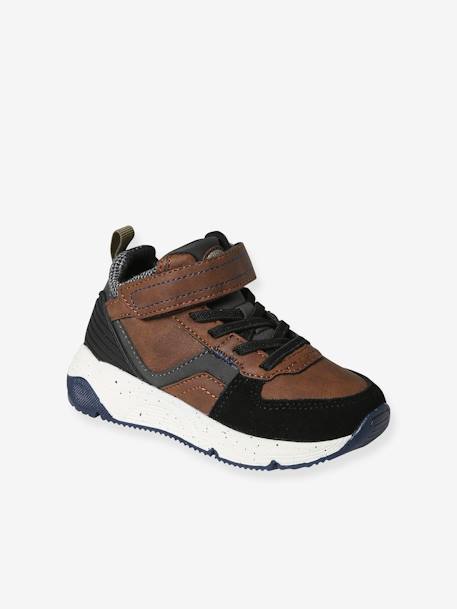 Zapatillas deportivas infantiles con cordones y tiras autoadherentes - Colección de maternidad marrón 