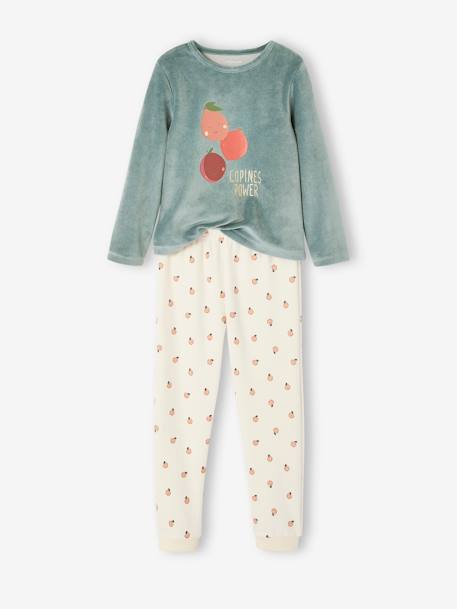 Pijama de terciopelo «fruta» para niña melocotón 