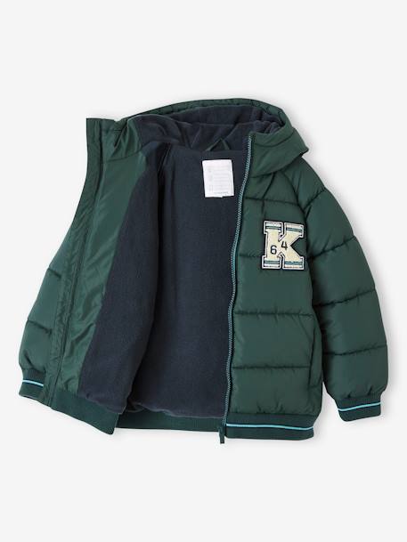 Chaqueta acolchada con forro polar para niño azul marino+verde pino 