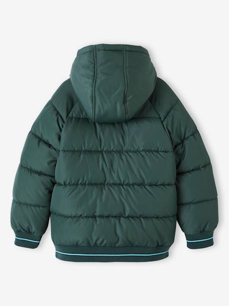 Chaqueta acolchada con forro polar para niño azul marino+verde pino 