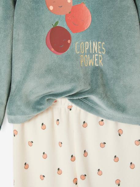 Pijama de terciopelo «fruta» para niña melocotón 