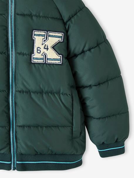 Chaqueta acolchada con forro polar para niño azul marino+verde pino 