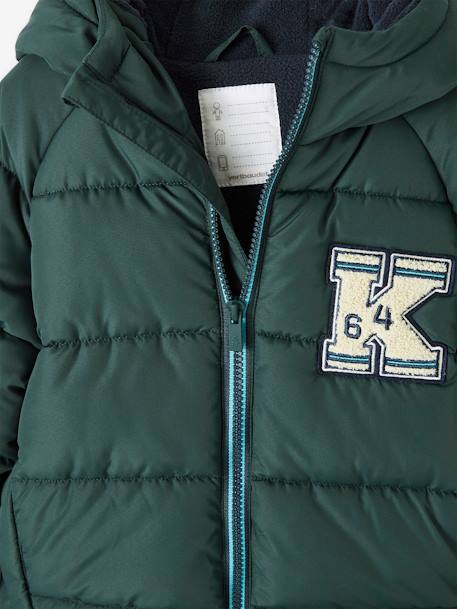 Chaqueta acolchada con forro polar para niño azul marino+verde pino 